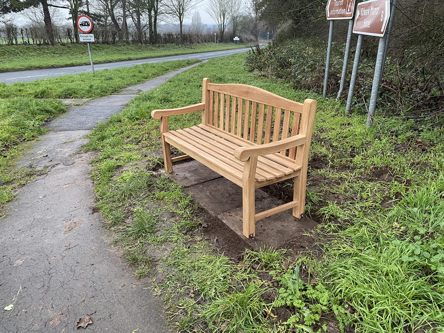 A new bench at the Aldborough Cross roads